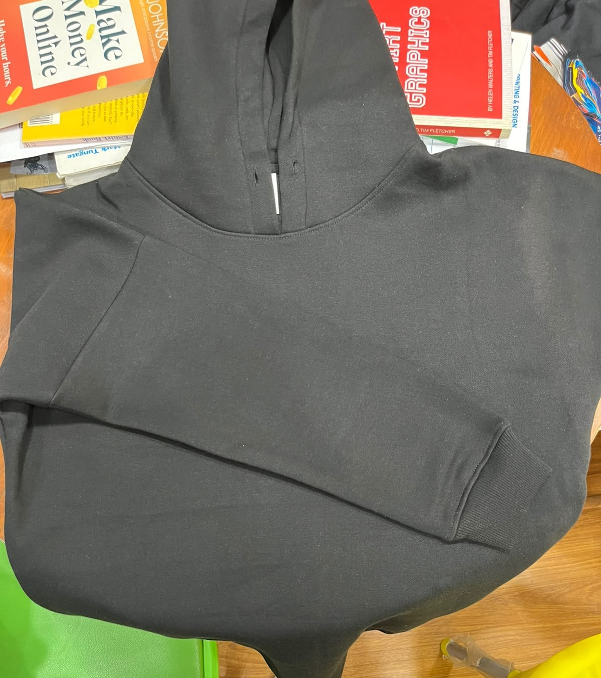 Heavyweight 360 GSM Drop Shoulder Fleece Pullover Hoodie – Black