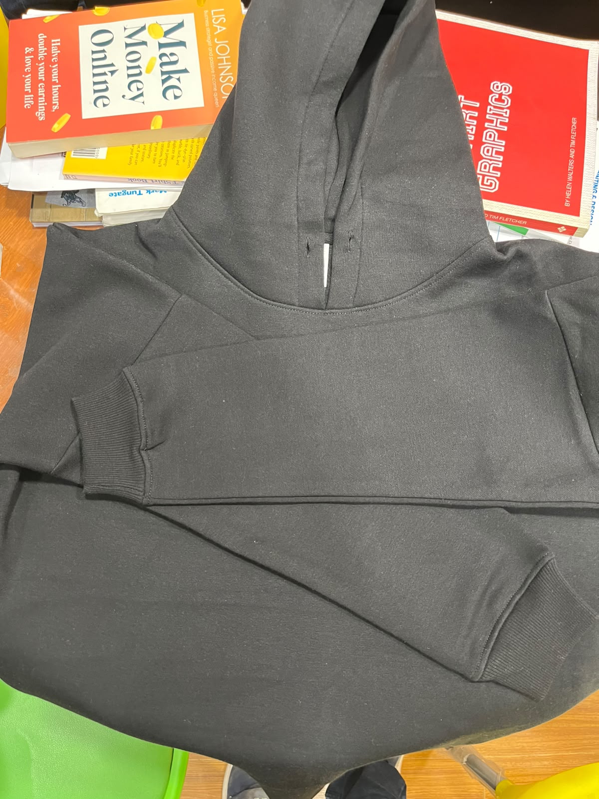 Heavyweight 360 GSM Drop Shoulder Fleece Pullover Hoodie – Black